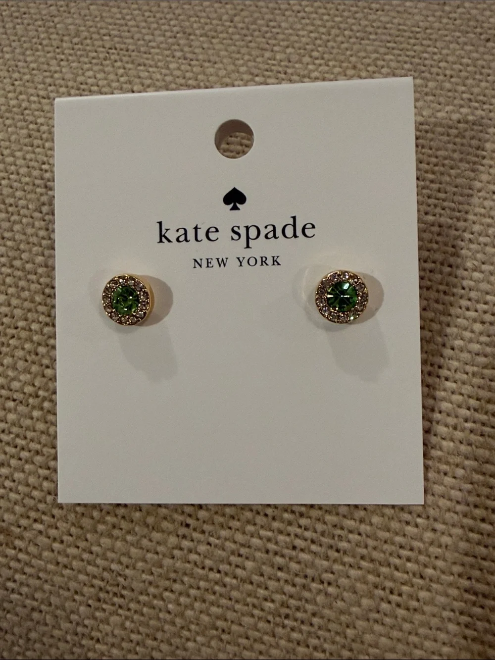 kate spade Peridot Green You're A Gem Pave Halo Studs/NWT